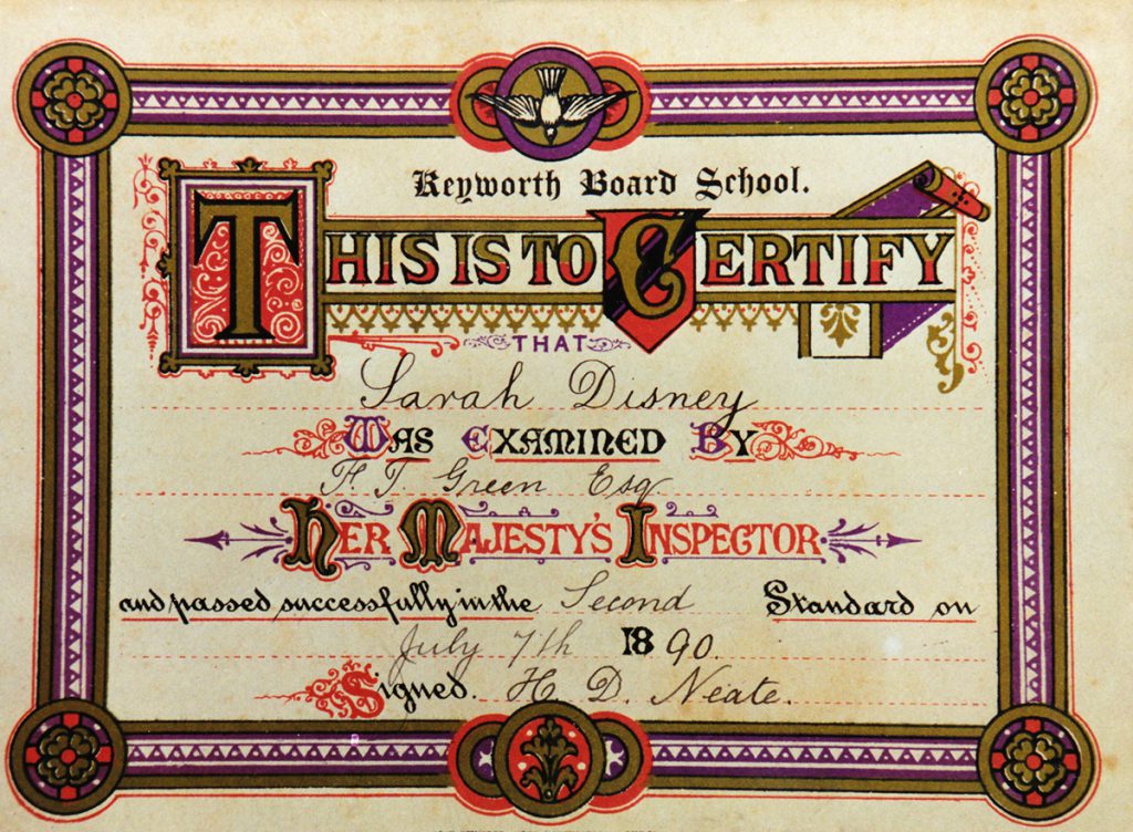 sarah-disneys-school-ceritifcate-1890
